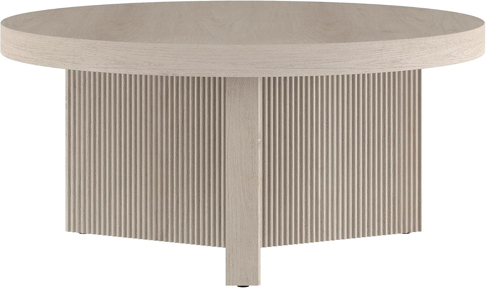 Henn&Hart 32" Scandinavian Fluted Coffee Table, Beech White