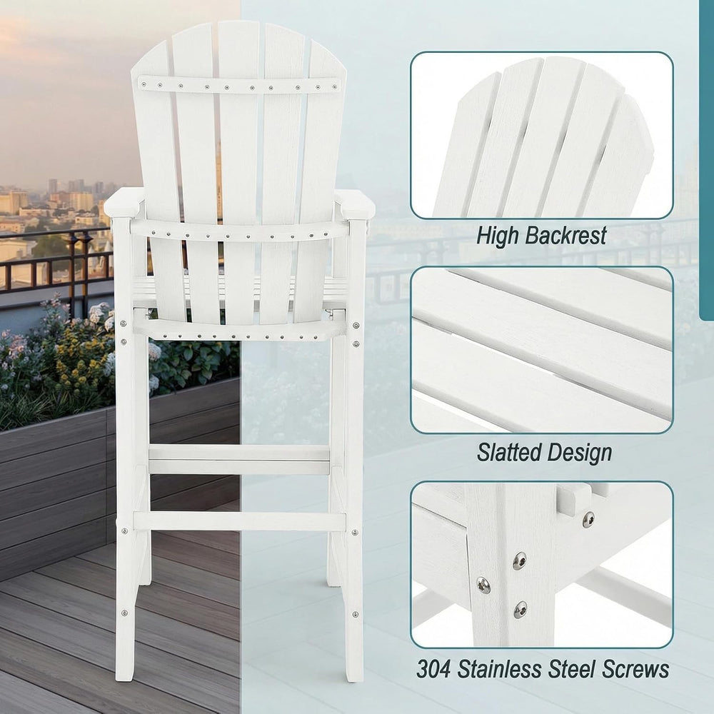 GIANTEX Set of 2 HDPE Outdoor Bar Stools, All Weather Tall Adirondack Chair w...