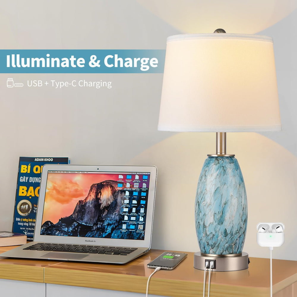 Lovlast 23.5" Coastal Modern Table Lamps Set of 2 for Living Room Bedroom
