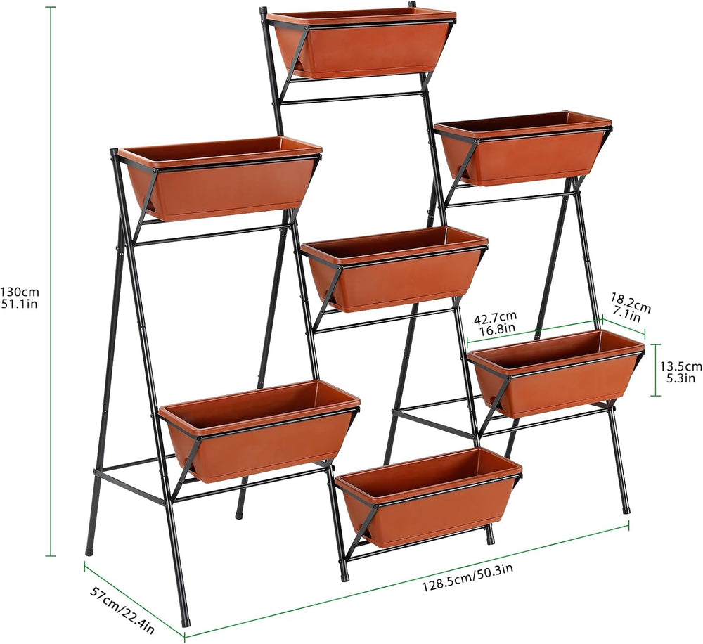 Raised Garden Bed Tiered Vertical Standing Planter Box Outdoor, Red