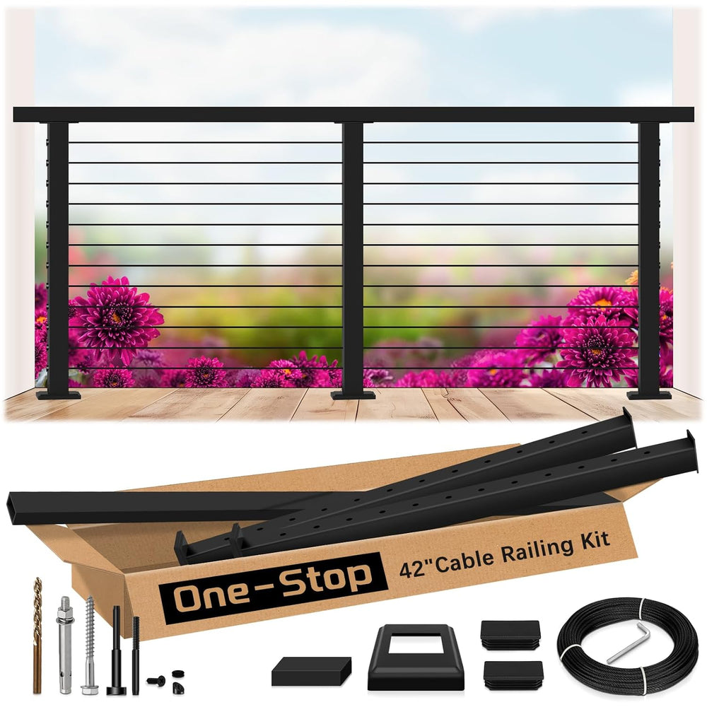 4ft-8ft Modular 42in Cable Railing System for Deck with Handrail