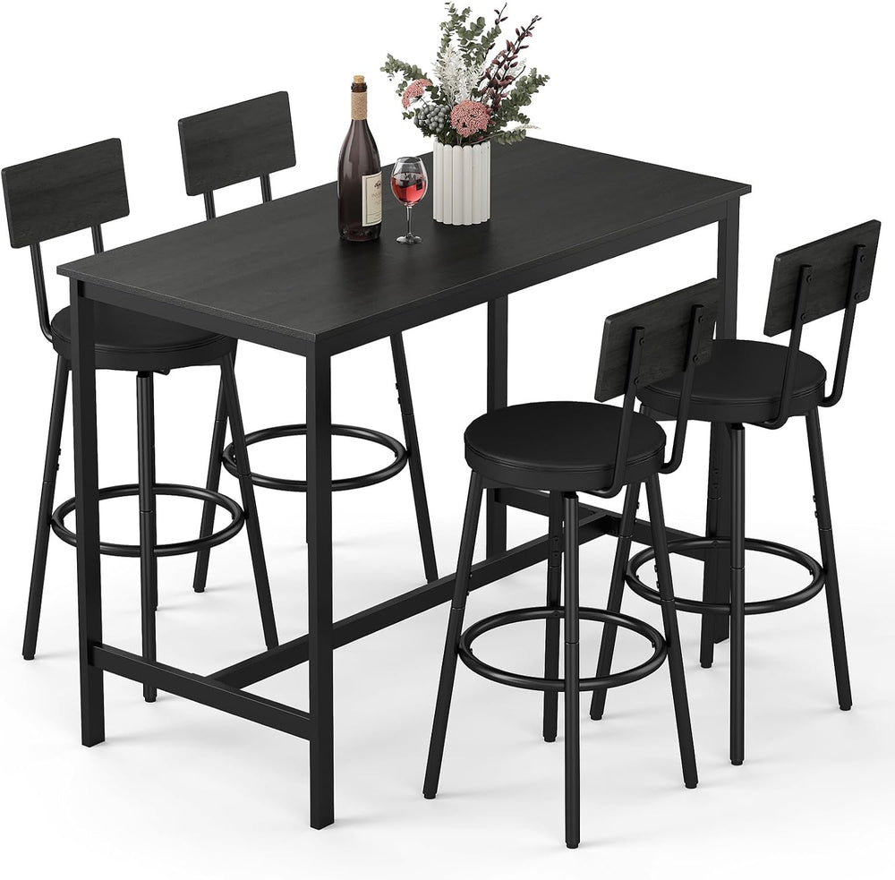 Zevemomo Dining Table Set for 4, 5-Piece Bar Table Set, Kitchen Table and Cha...