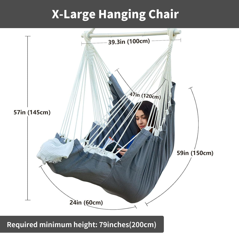 CHULIM XL Hammock Chair with Footrest, Steel Spreader Bar, 500 lb Capacity