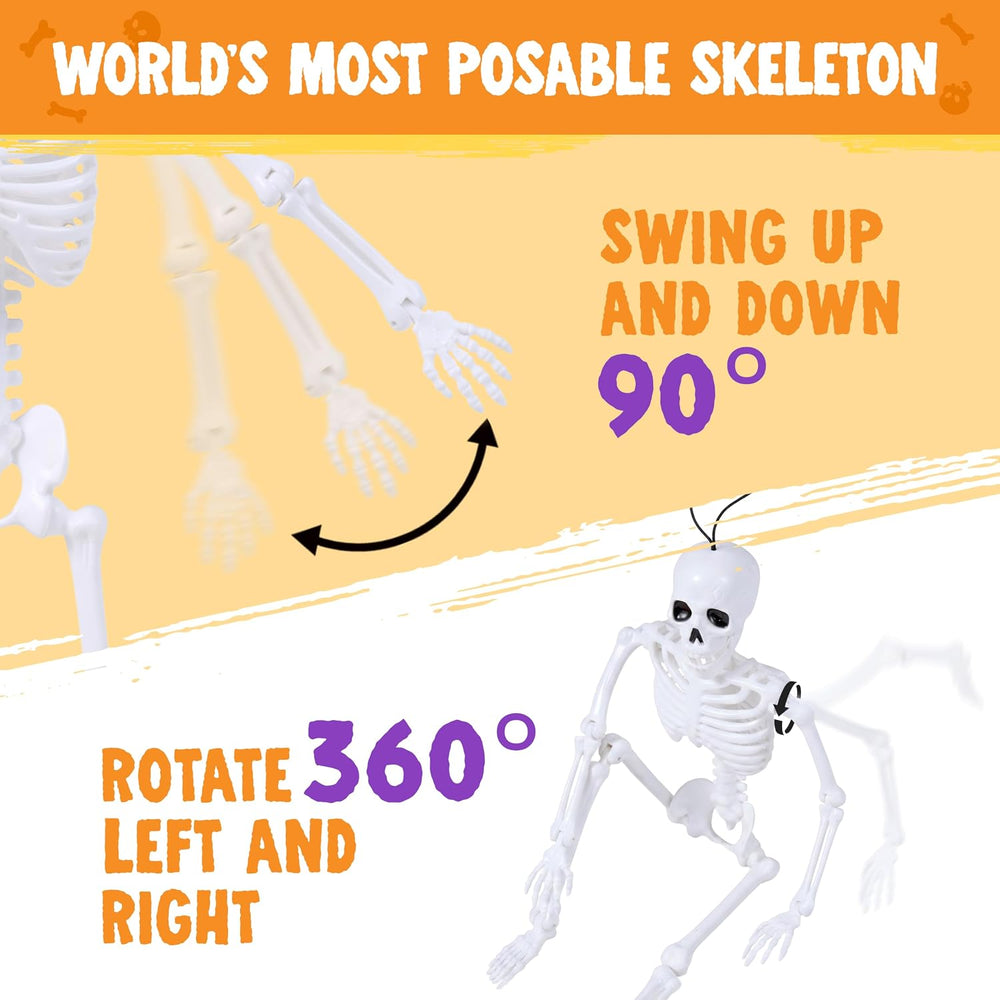 JOYIN 5 PCS 16" Blacklight Reactive Halloween Skeleton, Small Skeleton D...