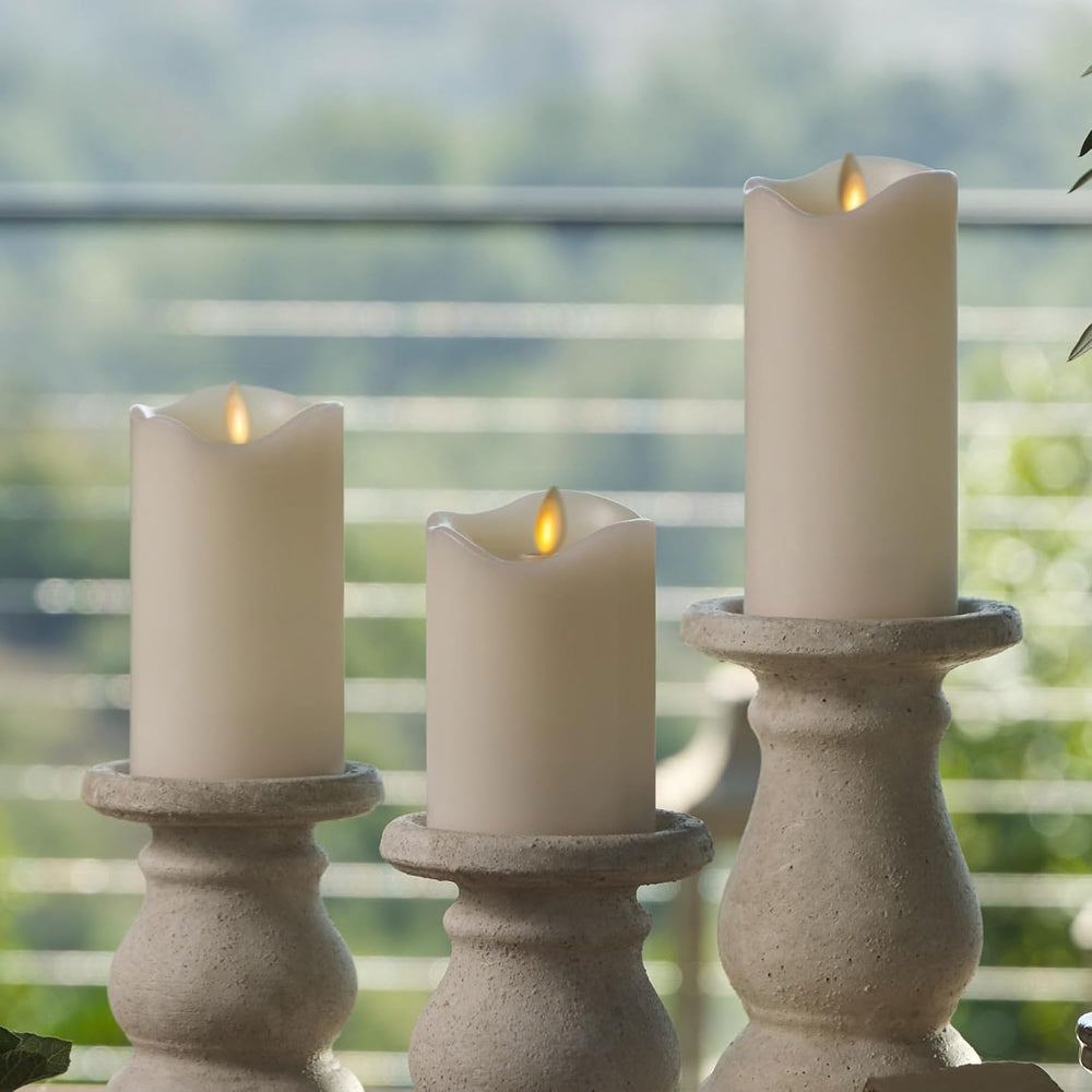 Matchless Candle Co. Flameless Moving Flame Pillars, Unscented Wax Melted Edg...