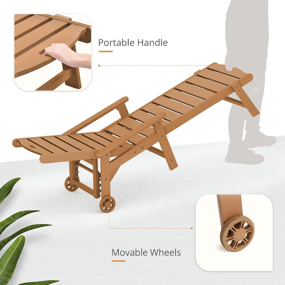 LUE BONA Outdoor Chaise Lounge, 5‑Position, Teak Color