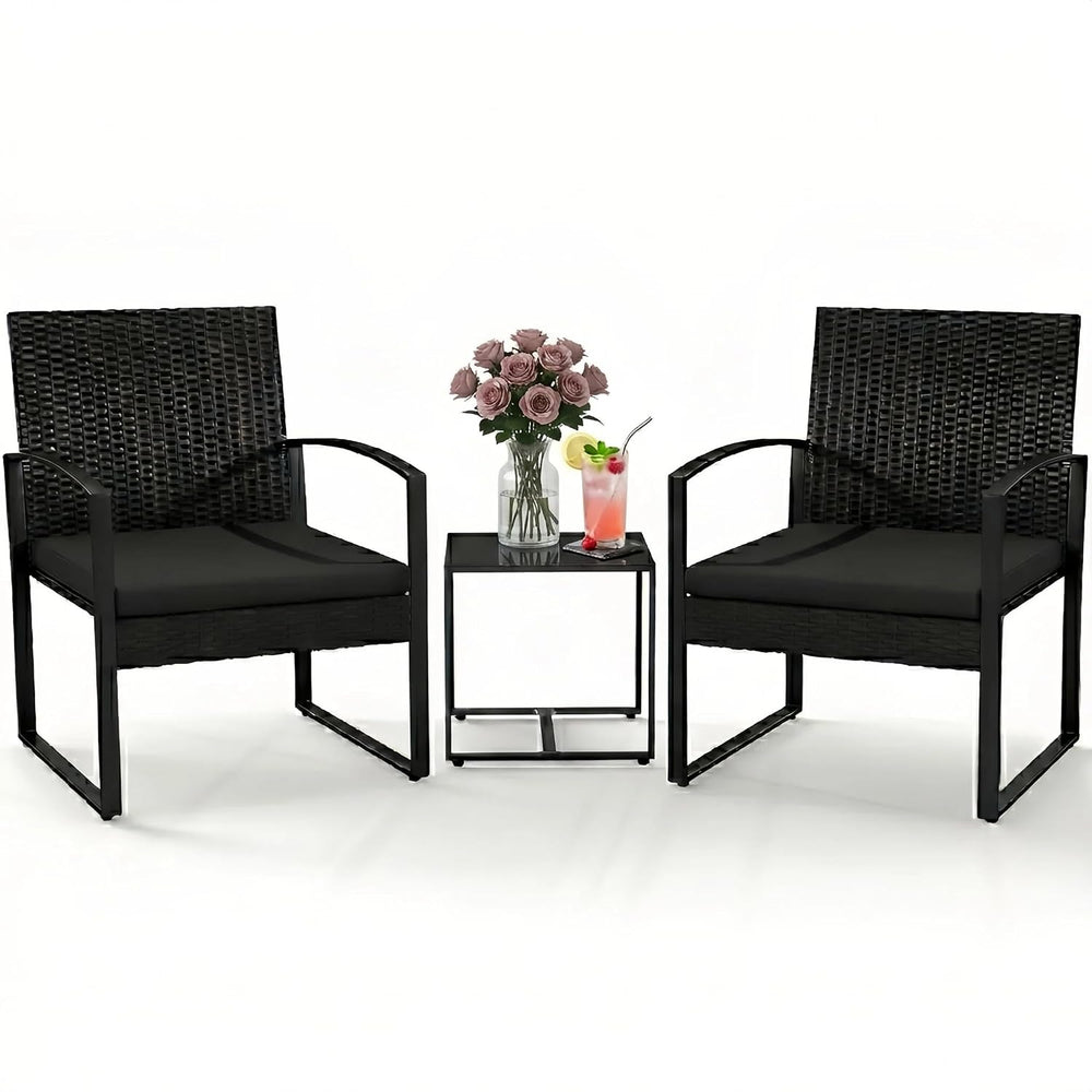 Murago 3-Piece Patio Bistro Set, Patio Conversation Set, New-Black/Black