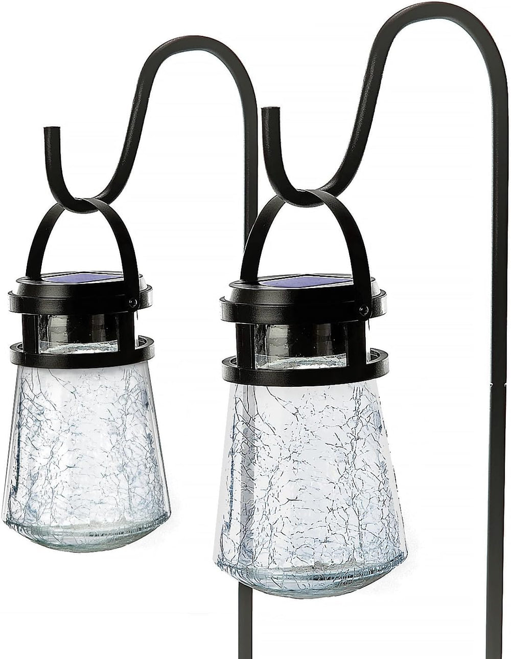 Home Zone Living 2PK Solar Crackle Glass Lanterns Hanging Light