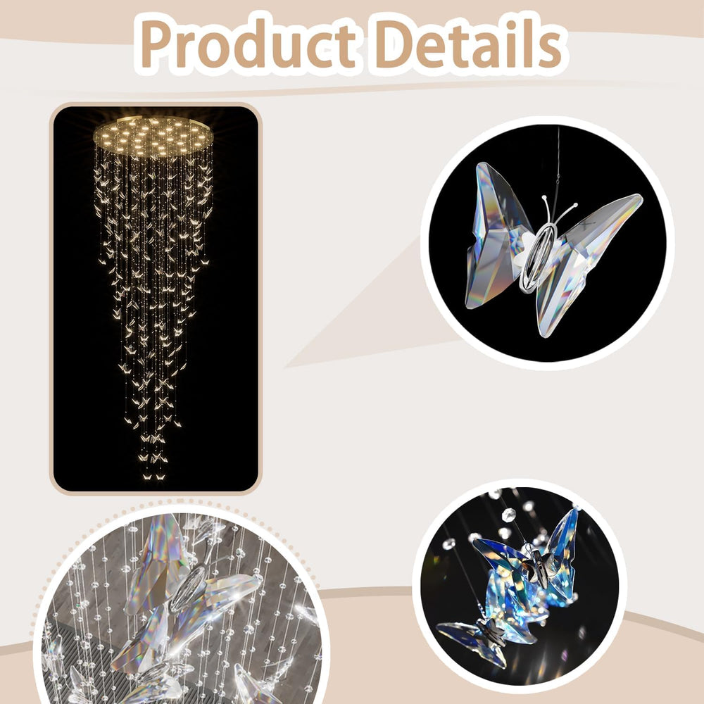 ykolupty H138 High Ceiling Chandelier - Modern Crystal Raindrop Large Chandel...