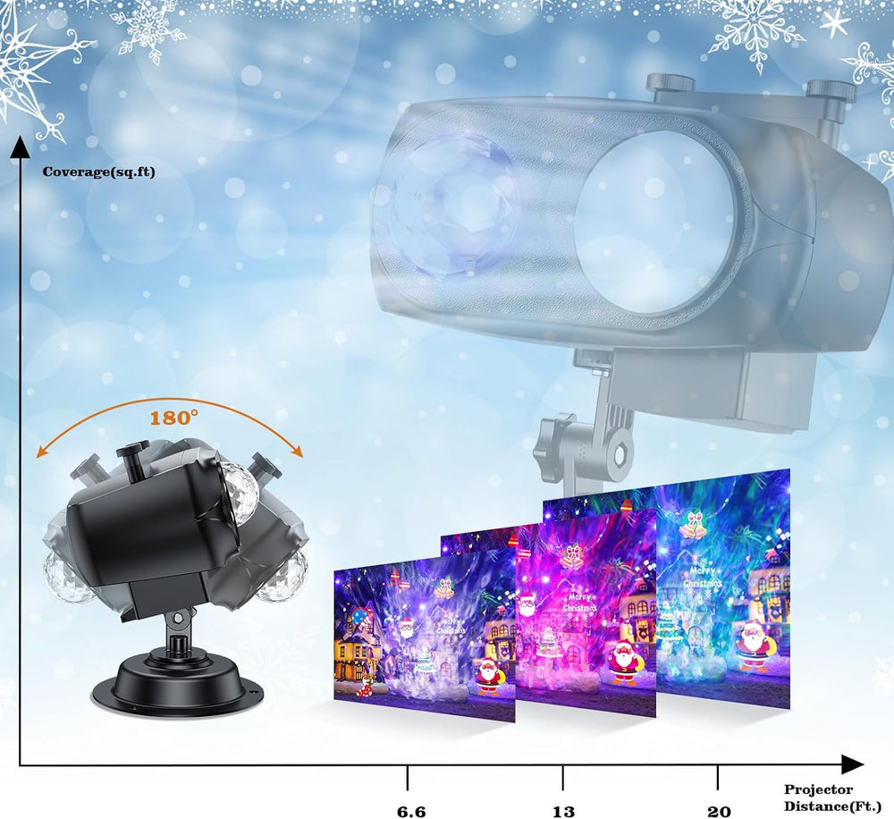 Brighter Halloween Christmas Outdoor Projector Lights with 14 HD (3D Ocean Wa...