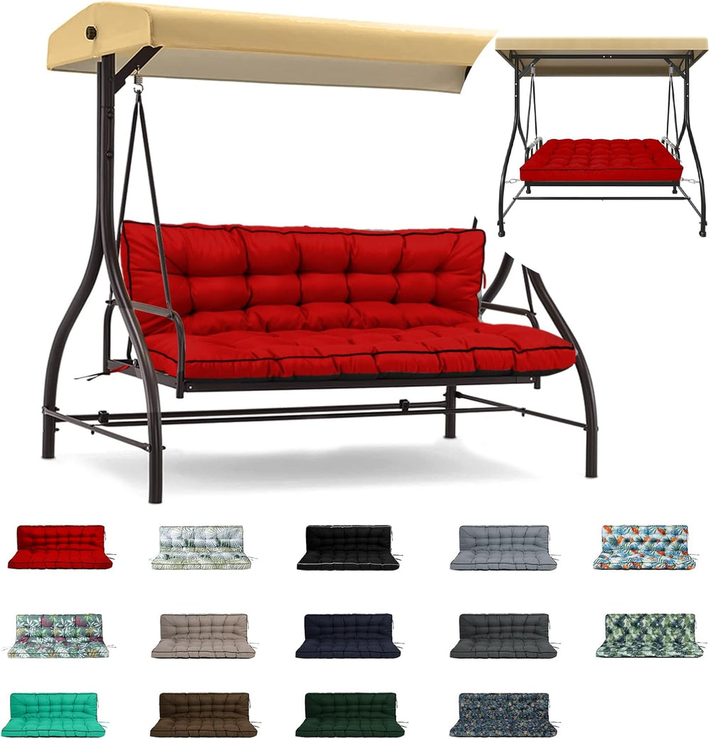 Outdoor Waterproof Porch Swing Cushion Replacement, Red, 63x40in