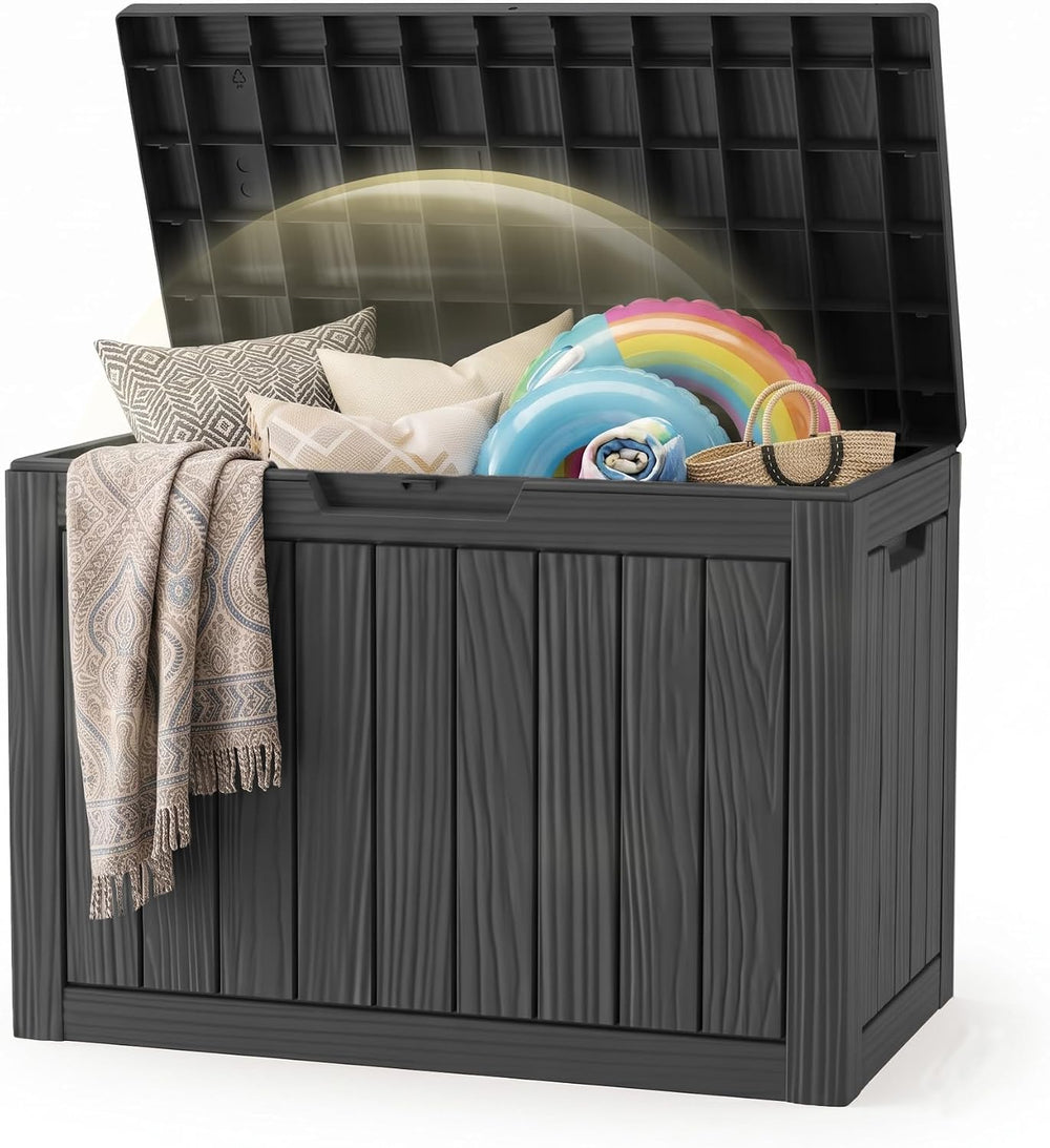 DRATO 60 Gallon Outdoor Storage Box Waterproof, Lockable Deck Box, Black