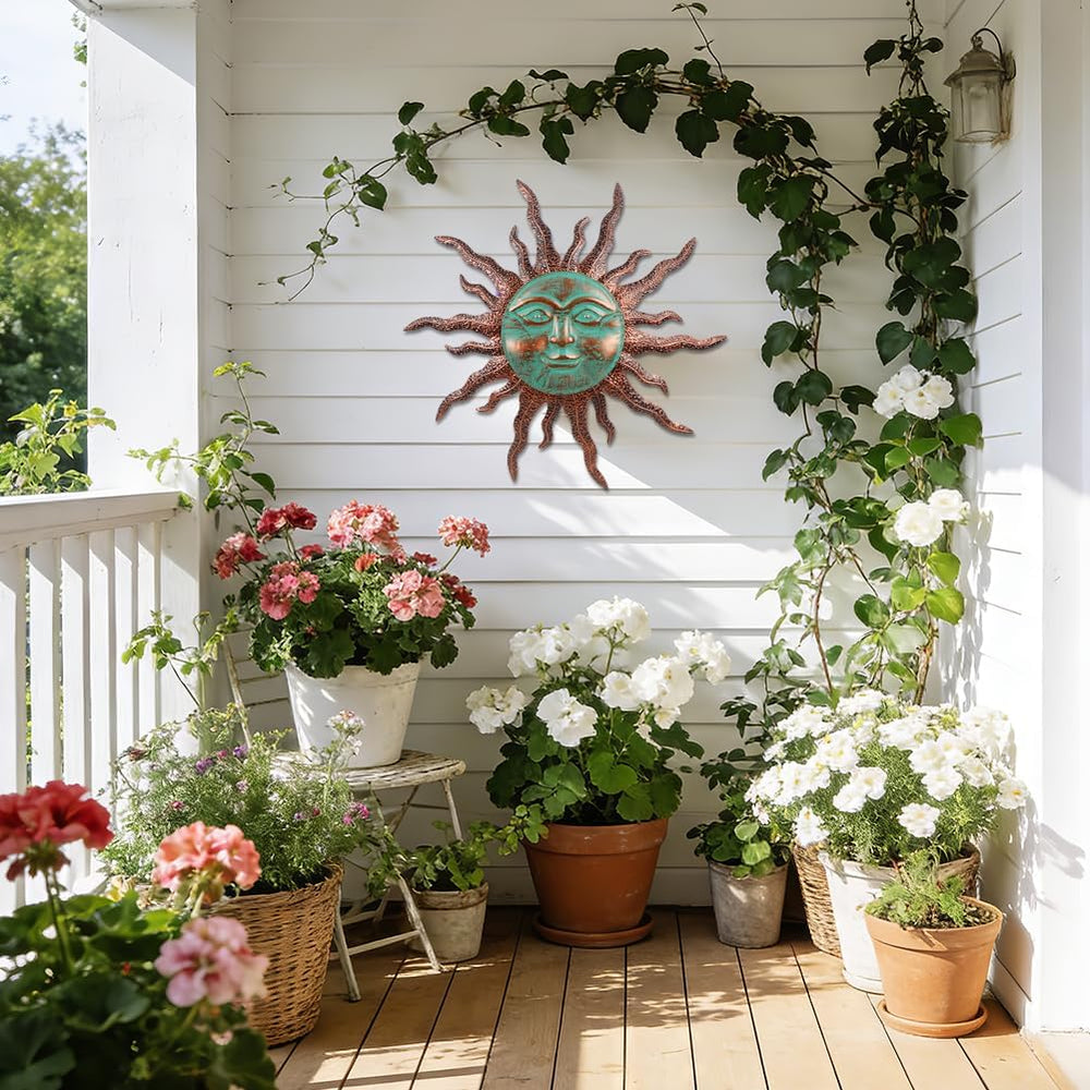 VEWOGARDEN Sun Wall Decor Large Outdoor Metal Wall Art, 30 in