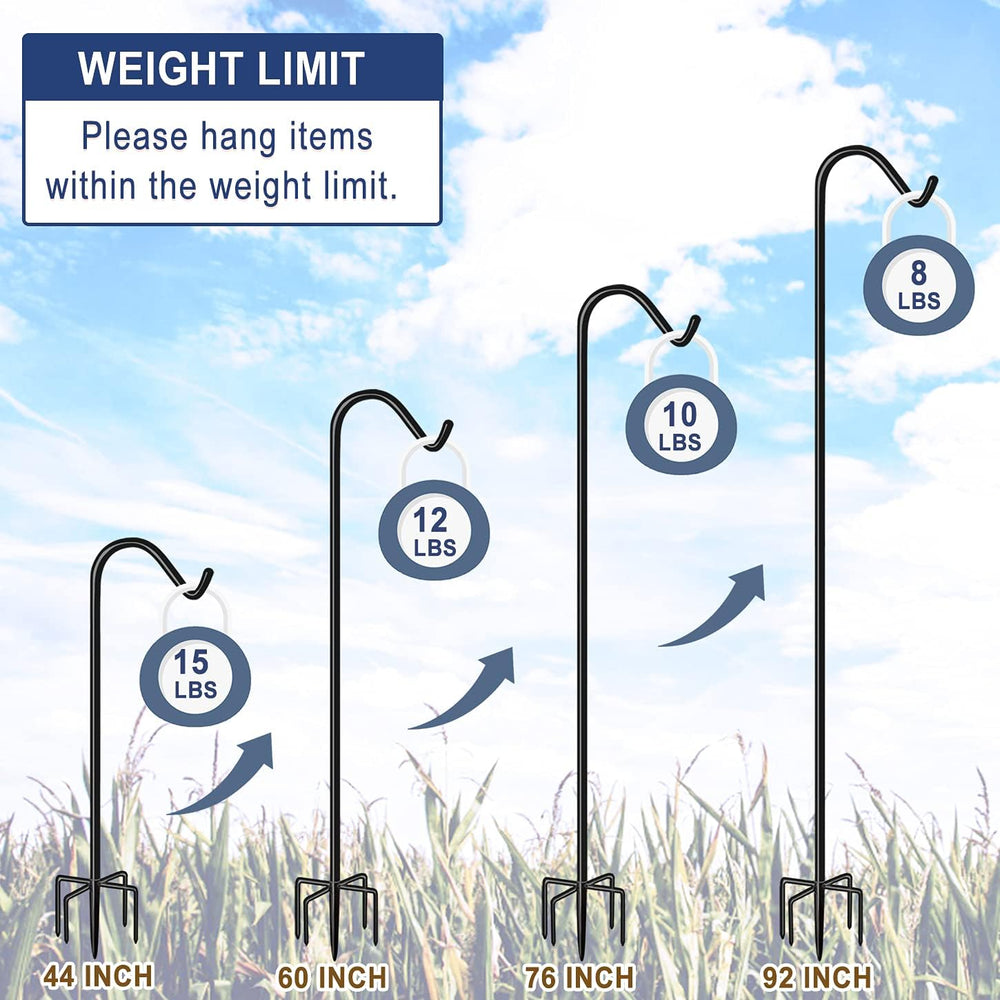 Shepherds Hook for Outdoor Bird Feeders Pole 92 Inch Tall, Adjustable Heavy D...