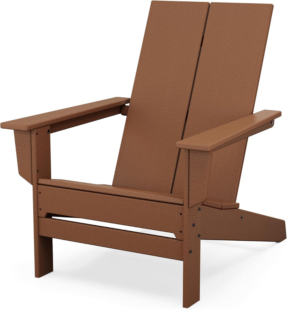 POLYWOOD Contemporary Modern Oversized Adirondack Chair in Teak