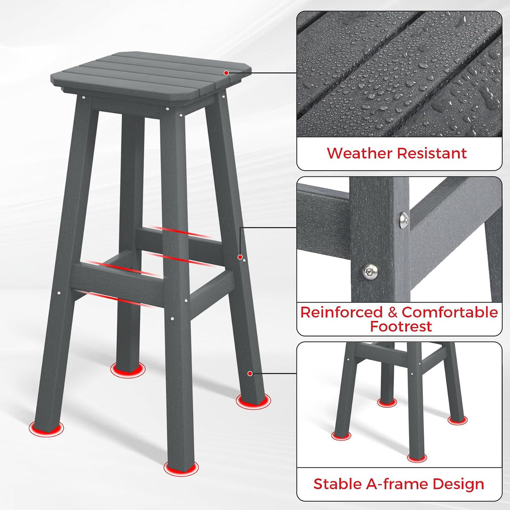 Costaelm 29" Height Outdoor Bar Stools, All-Weather Bar Stools, Adironda...