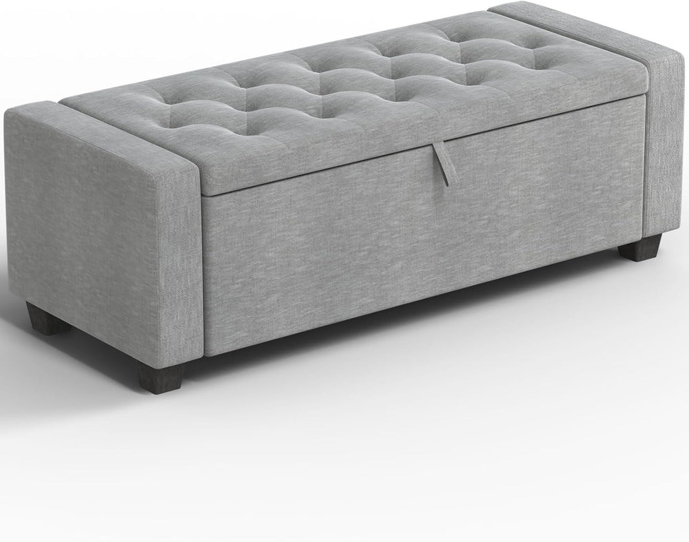 Storage Ottoman Bench, End of Bed Bench with Legs,Storage Chest with Safety H...