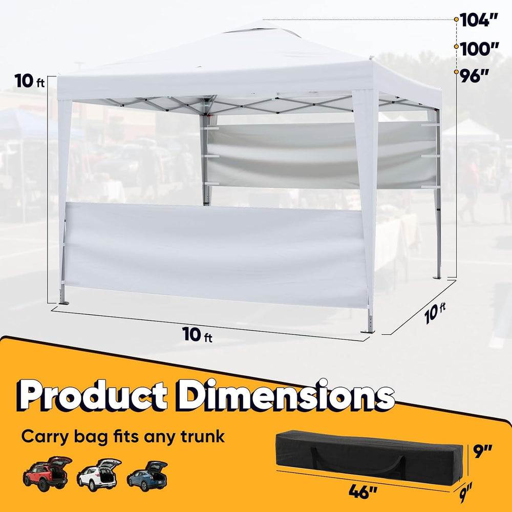 Quictent 10x10 Pop Up Canopy Tent with Half Sidewall