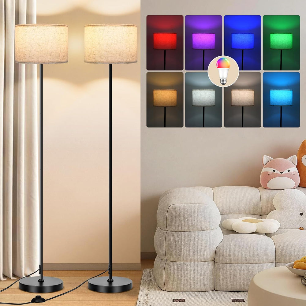FRIDEKO HOME Floor Lamp for Living Room Bedroom (Beige 2_Pack)