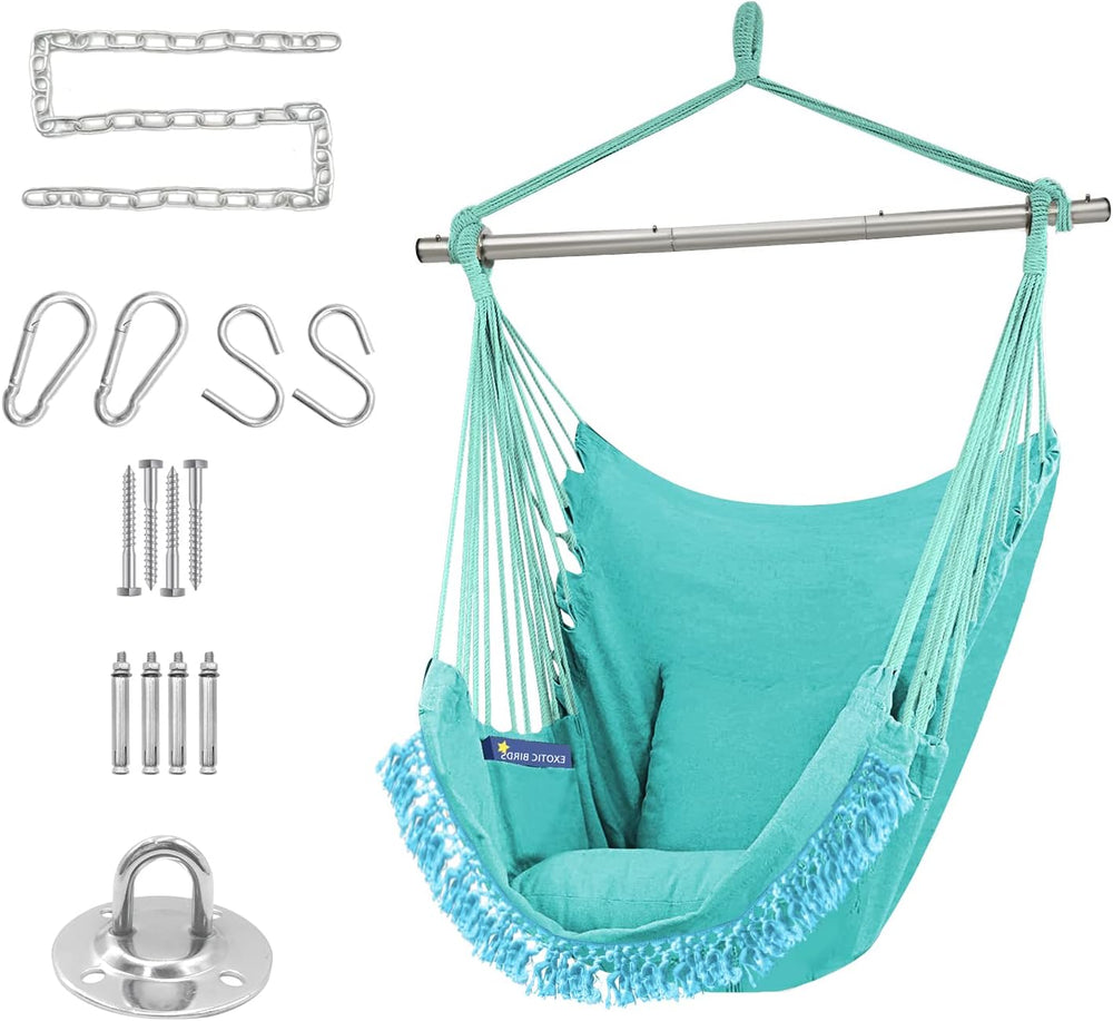 Gold Armour Hammock Chair Hanging Rope Swing Max 500lbs, 2 Seat Cushions Incl...