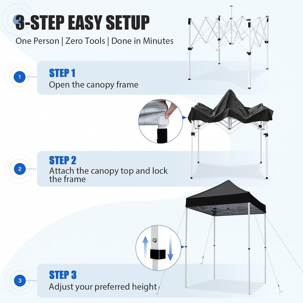 EAGLE PEAK 5x5 Pop Up Canopy Tent, Black