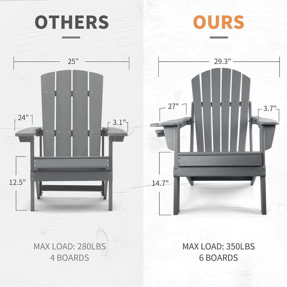 FUNBERRY Oversized Adirondack Folding Chair Set of 4, Fire Pit Chair 400LBS