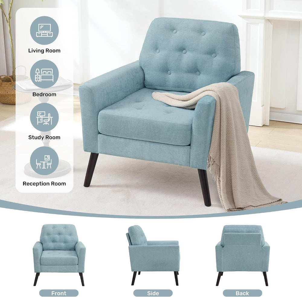 Accent Chair for Living Room, Mid Century Modern Reading Chair, Upholstered A...