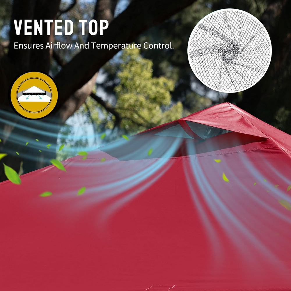 CROWN SHADES 12x12 Pop Up Canopy Tent with One Push Setup, Red
