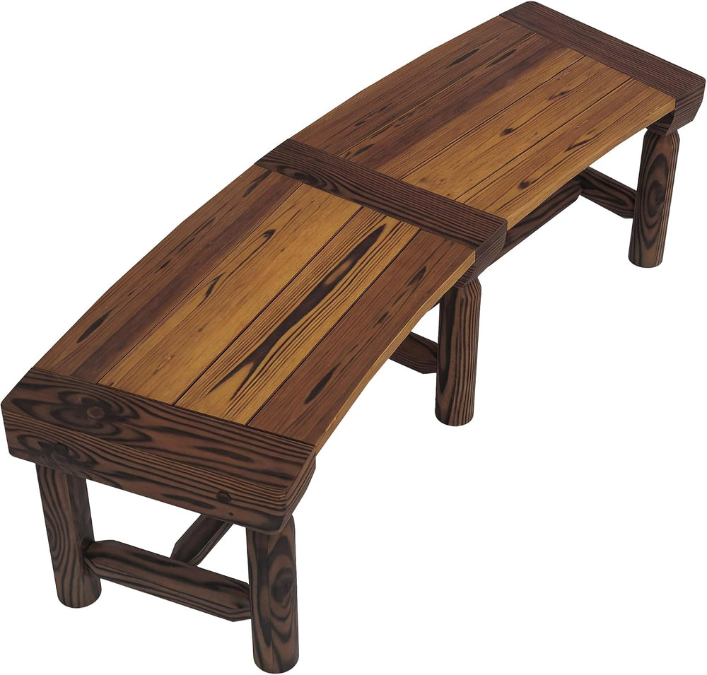 Outsunny Wooden Garden Bench Semicircular Round Outdoor Tree Bench Brown