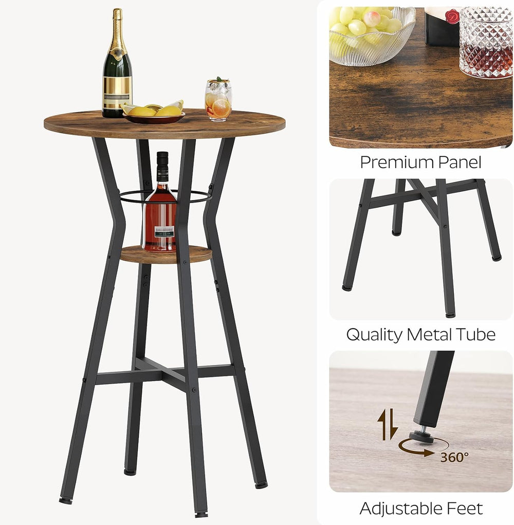 YATINEY Bar Table, 2-Tier Round High Top Table, Pub Table, Home Bar Counter H...