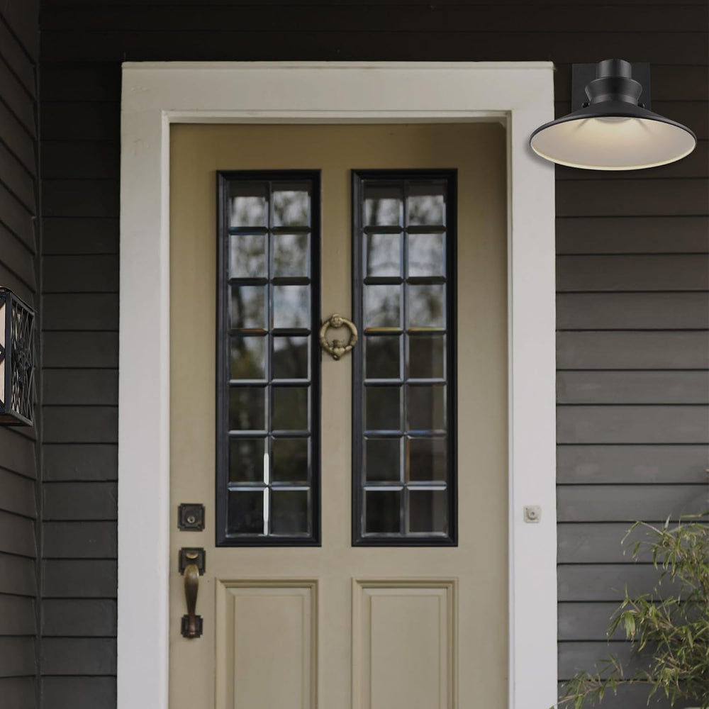 Globe Electric 44686 Harris LED Integrated Outdoor Wall Sconce, Matte Black, ...