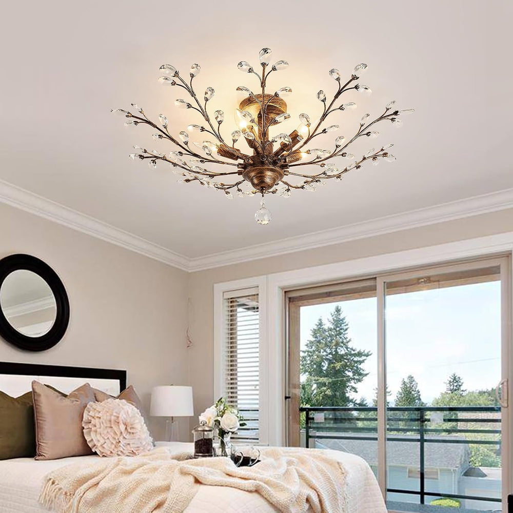CVKASH 5 - Light Vintage Crystal Chandelier Modern Bronze Branche Ceiling Lig...