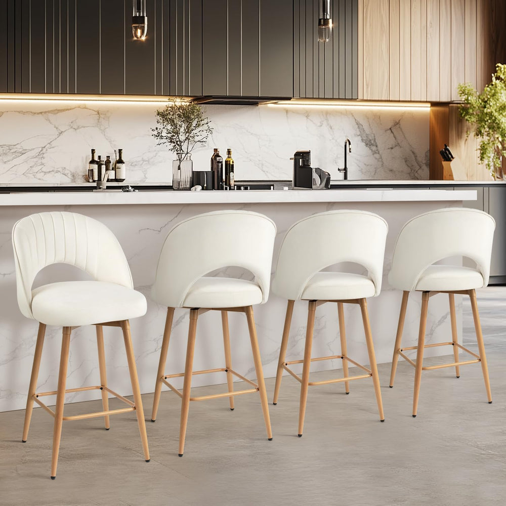 Swivel Bar Stools Set of 4, Counter Height Barstools for Kitchen Island, 26&q...