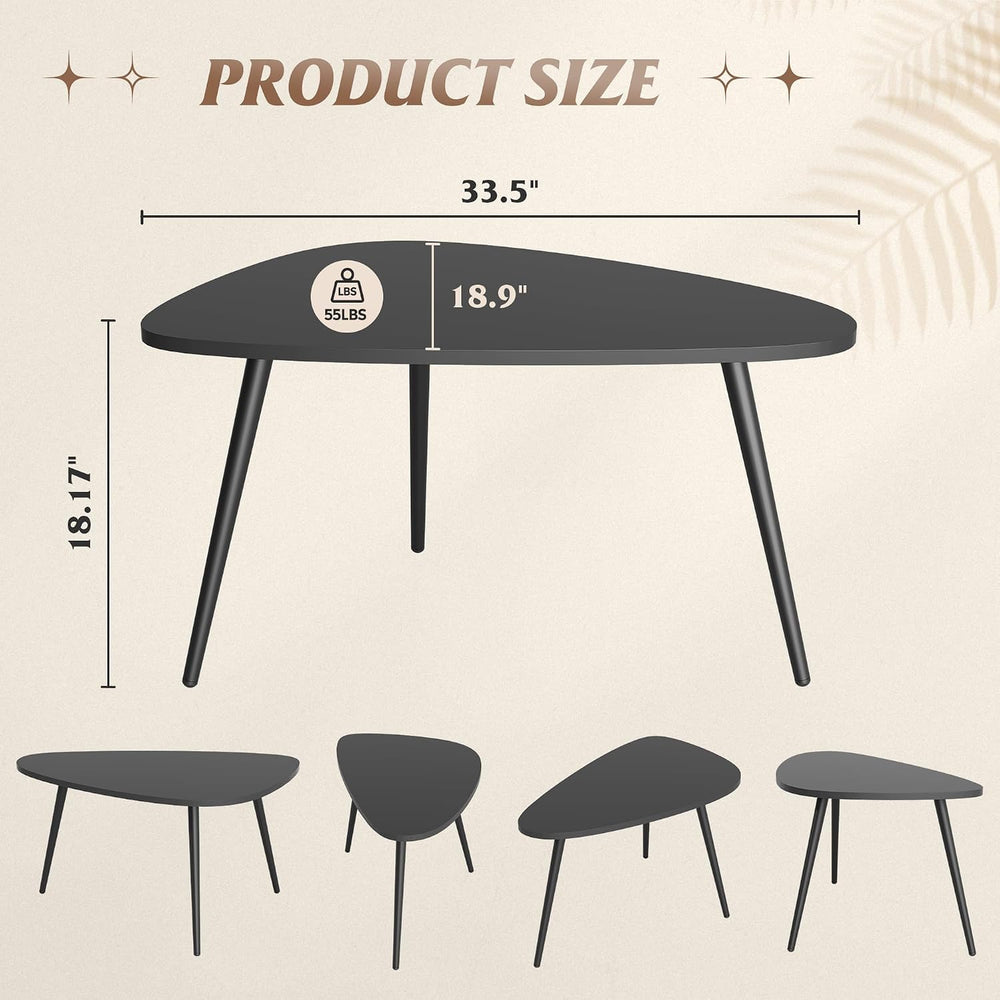 WLIVE Oval Coffee Tables, Modern Coffee Table for Living Room, Coffe Table fo...