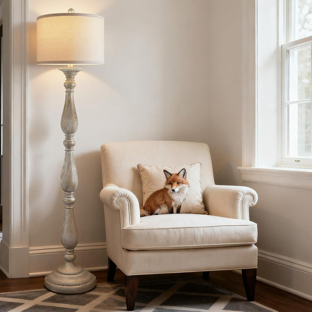 PARTPHONER Vintage Floor Lamp for Living Room, Rustic Farmhouse Standing Lamp...