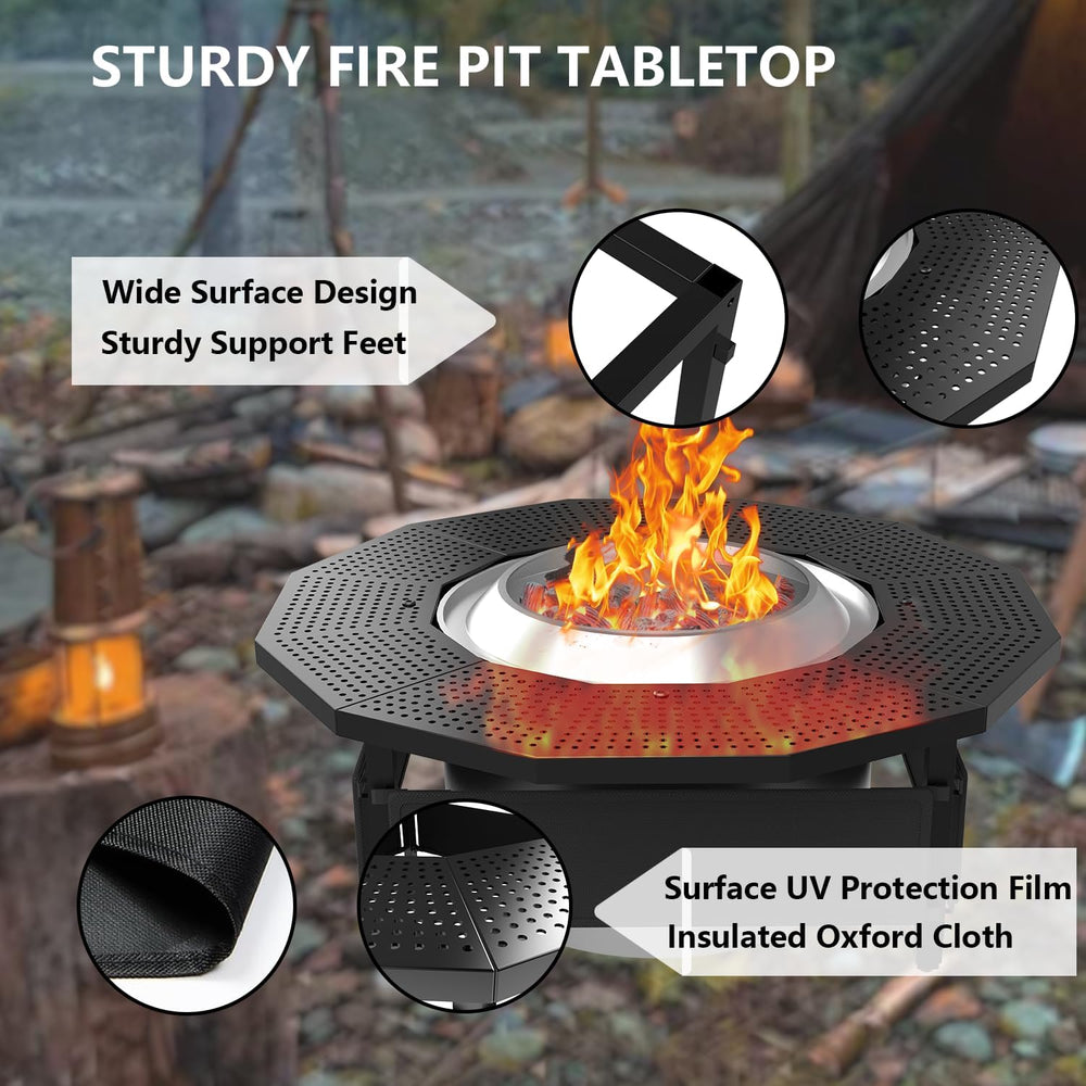 Fire Pit Surround Tabletop for Solo Stove Bonfire Ranger 2.0, with Coated Ste...