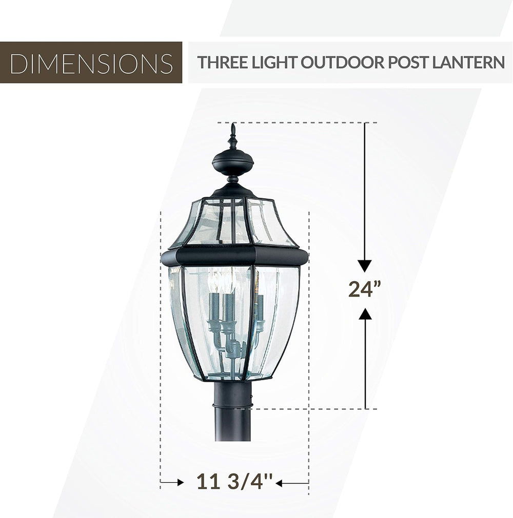 Sea Gull Lighting 8239-12 Lancaster Outdoor Post Lantern Outside Fixture, 24&...