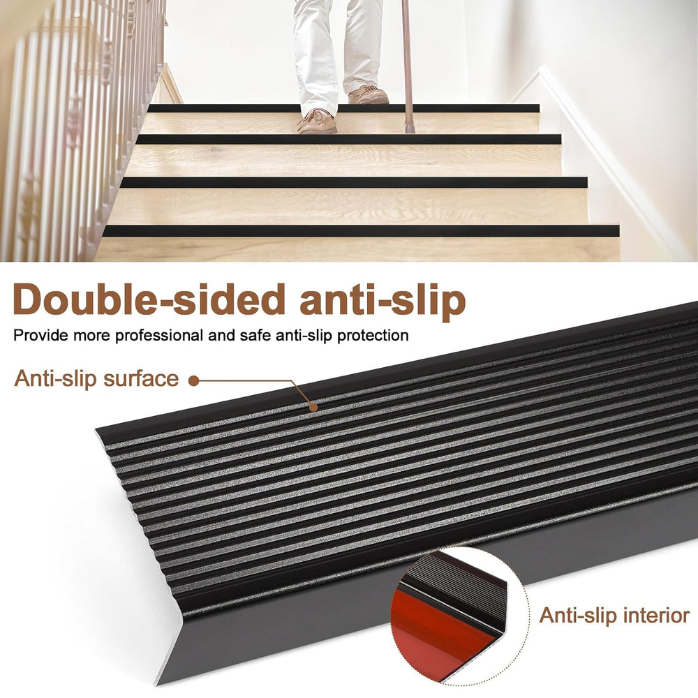48" Metal Stair Nosing, 2-Pack Self Adhesive Aluminum Stair Edge Protect...