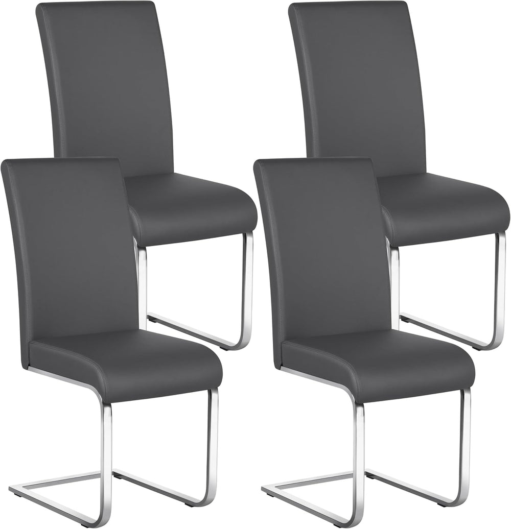 Yaheetech Dining Chairs Set of 4 High Back Modern Kitchen Chairs Light Gray