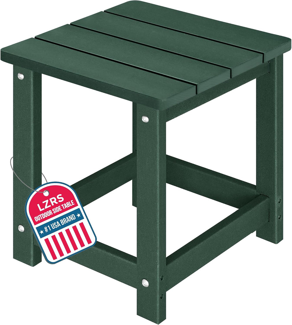 LZRS Patio Side Table, Heavy Duty HDPE Outdoor End Table with Wood Texture, W...