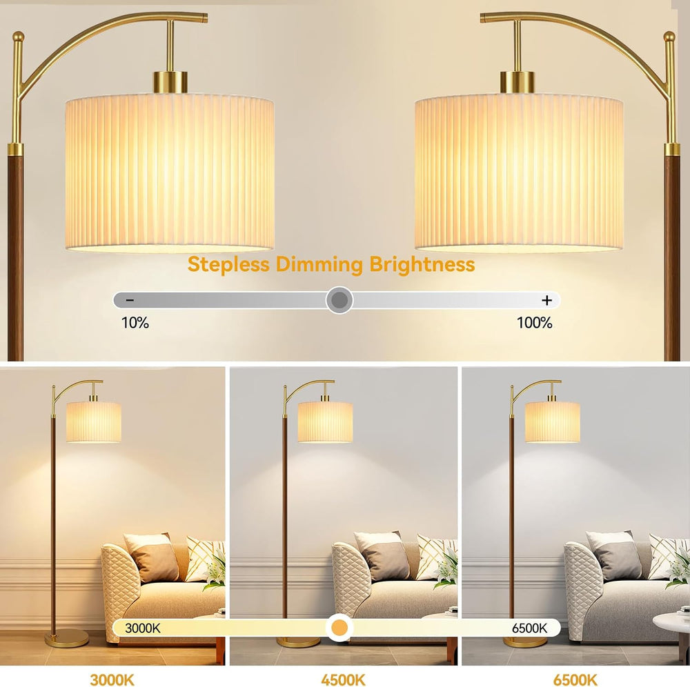 Arc Gold Boho Floor Lamp for Living Room Bedroom,Farmhouse Dimmable Floor Lam...