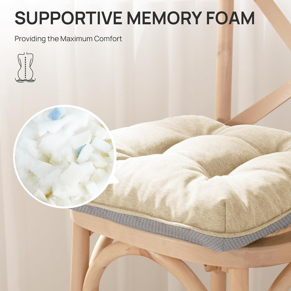Love's cabin Memory Foam Chair Cushions Set of 4, 15.5 Inch, Beige