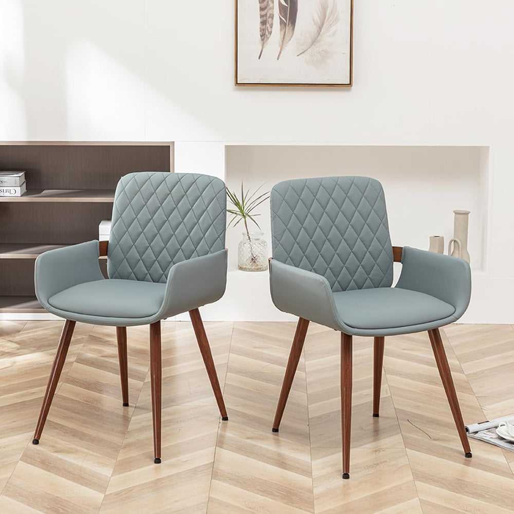 LUNLING Mid Century Modern Faux Leather Dining Room Chairs,Upholstered Seat M...