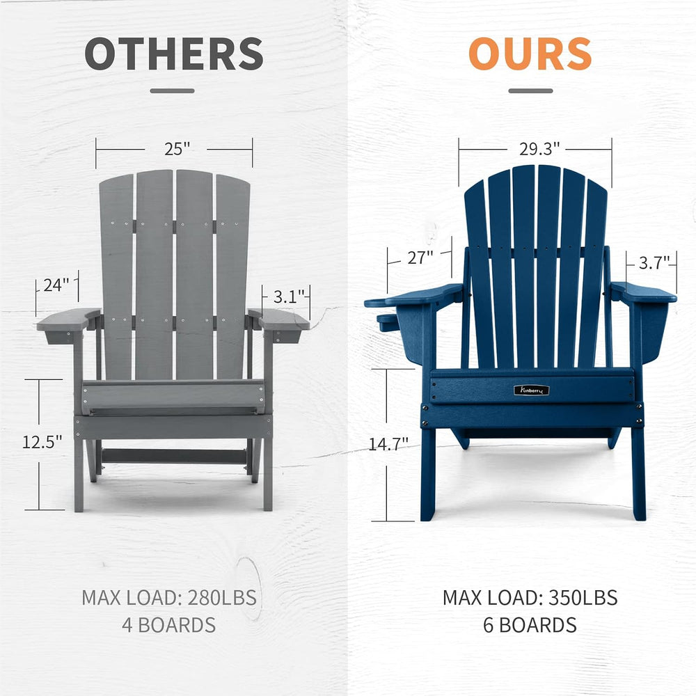 FUNBERRY Oversized Adirondack Folding Chair Set of 2, Fire Pit Chair 400LBS