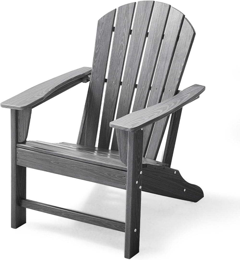 Farmhouse Adirondack Chair Wood Texture, Poly Lumber Patio Chairs, Pre-Assemb...