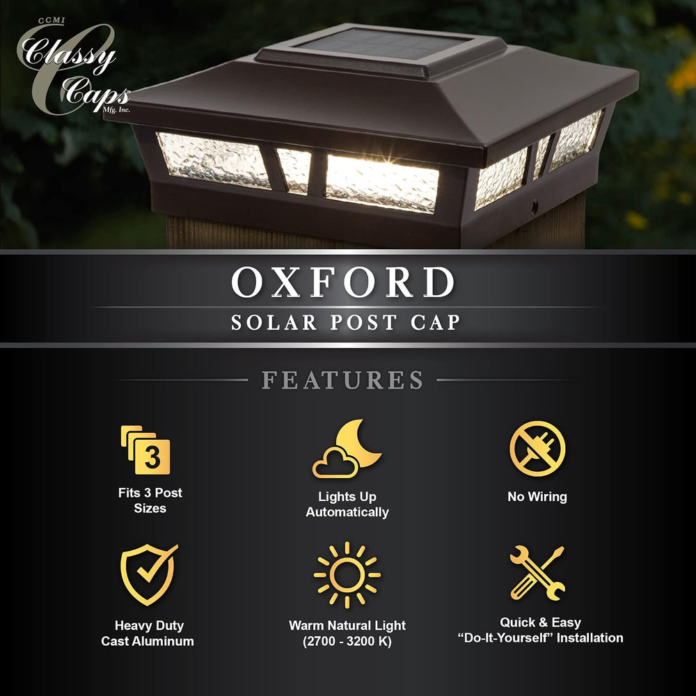 Classy Caps Oxford Solar Post Cap - Fits 6"x6", 5.5"x5.5"...