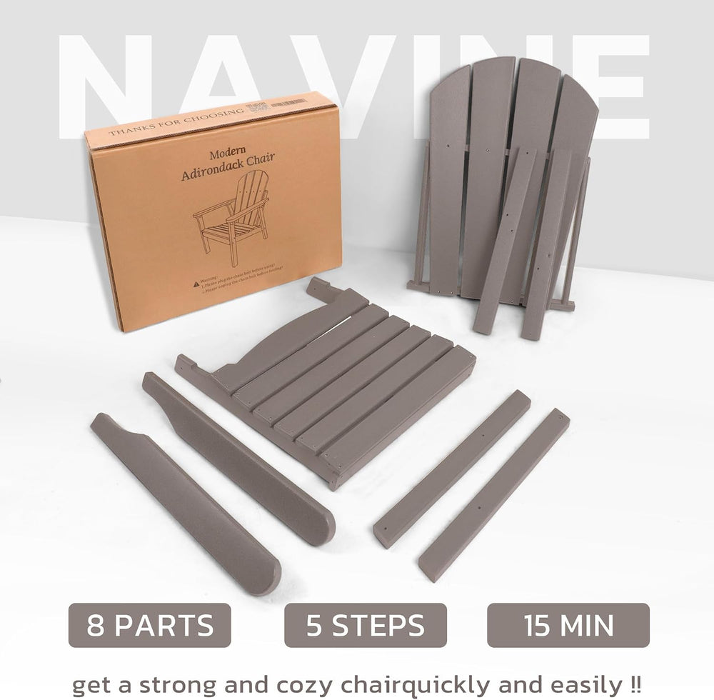NAVINE Adirondack Chair Set of 2, HDPE All Weather Adirondack Chairs, Fire Pi...