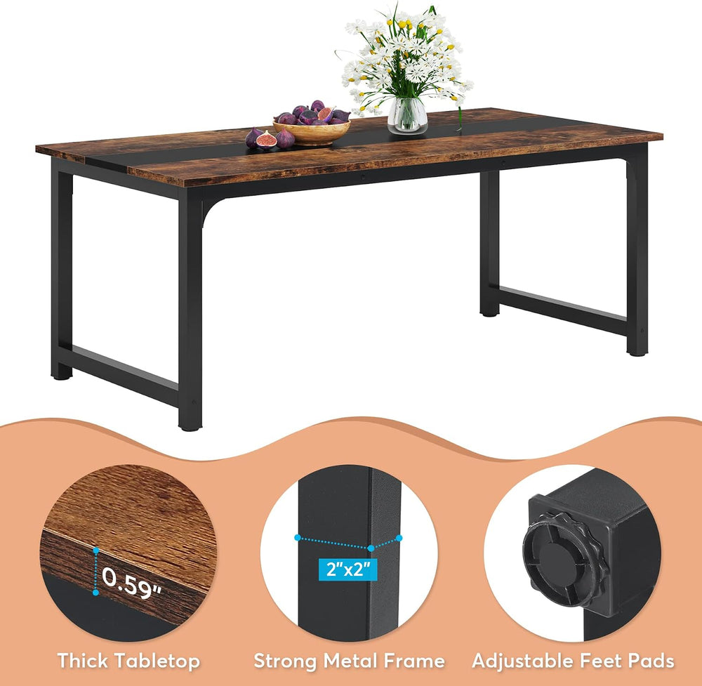 Tribesigns 71"x31.5" Dining Table, Industrial Kitchen Table for 6-8...