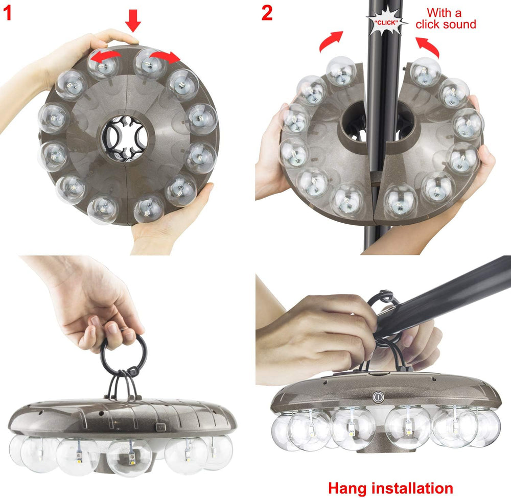 HONWELL Patio Umbrella Light, 3xD Battery Operated Umbrella Pole Light with R...