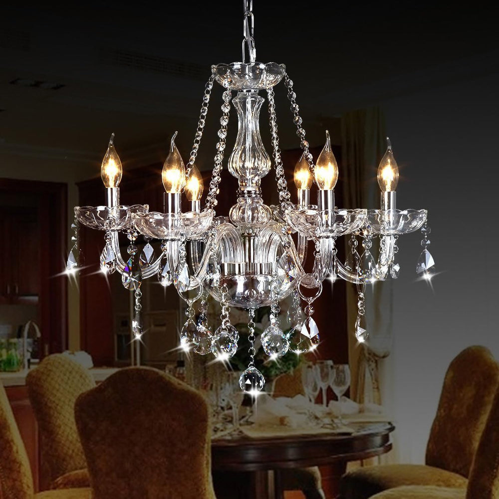 Crystal Chandeliers Classic Crystal Candle Chandelier Lighting, Vintage 6 Lig...